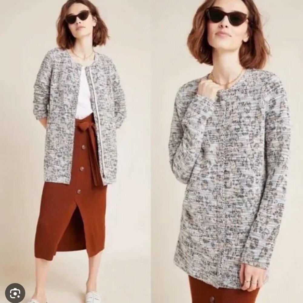 Dolan Left Coast Anthropologie Tweed Jacket Coat Cardigan Full Zip Size Small